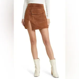 BLANKNYC Brown Suede Faux Wrap Miniskirt in Chocolate City Woman’s Size 25