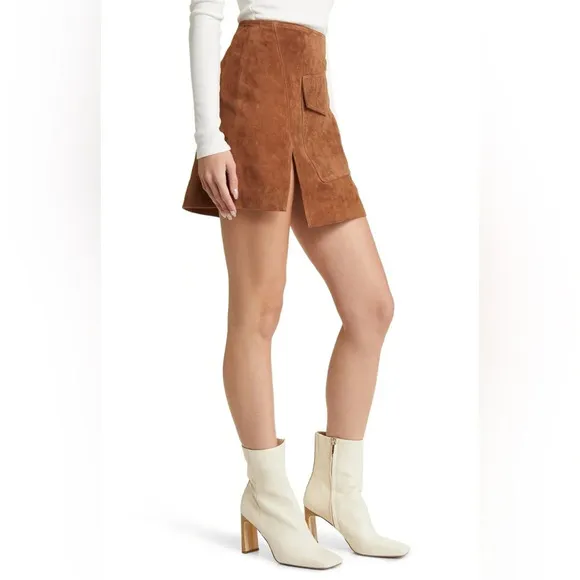 BLANKNYC Brown Suede Faux Wrap Miniskirt in Chocolate City Woman’s Size 25