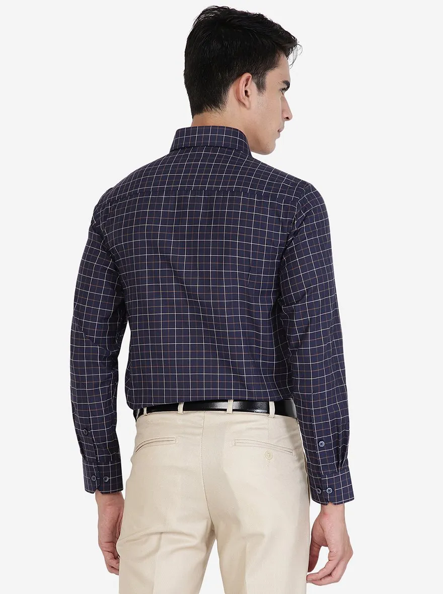 Blue Checked Slim Fit Formal Shirt | Greenfibre