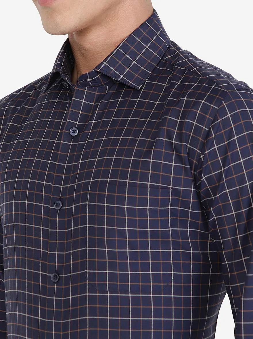 Blue Checked Slim Fit Formal Shirt | Greenfibre