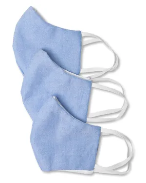 Blue Oxford Face Masks 3-Pack
