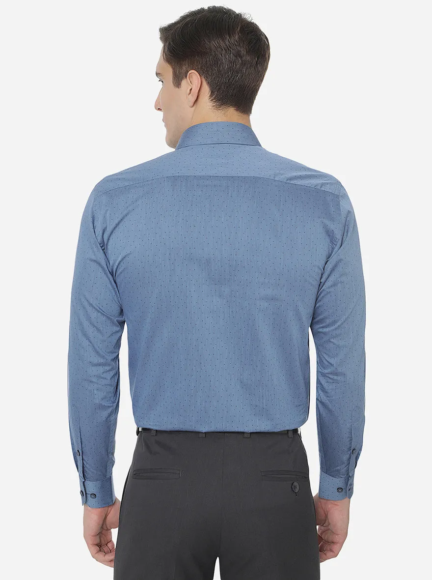 Blue Printed Regular Fit Formal Shirt | Greenfibre
