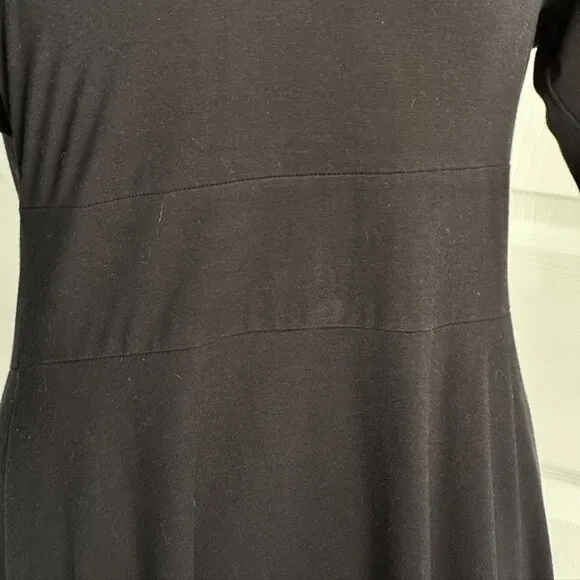 BLUE SKY Soul Dress Black Bamboo Organic Cotton Midi 3/4 sleeve scoop neck Large
