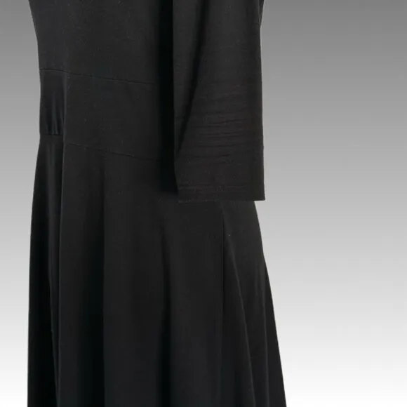 BLUE SKY Soul Dress Black Bamboo Organic Cotton Midi 3/4 sleeve scoop neck Large