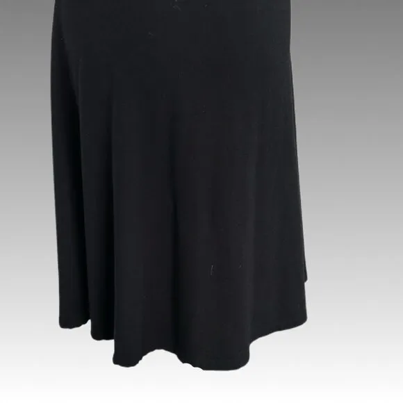 BLUE SKY Soul Dress Black Bamboo Organic Cotton Midi 3/4 sleeve scoop neck Large