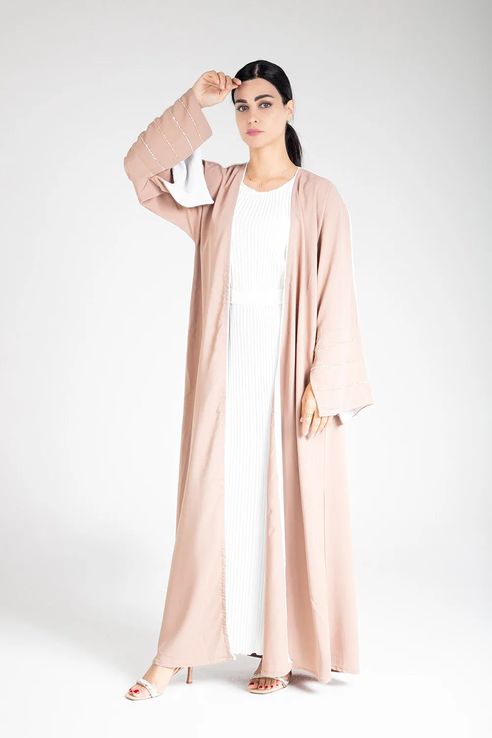 Blush Elegance Open Abaya