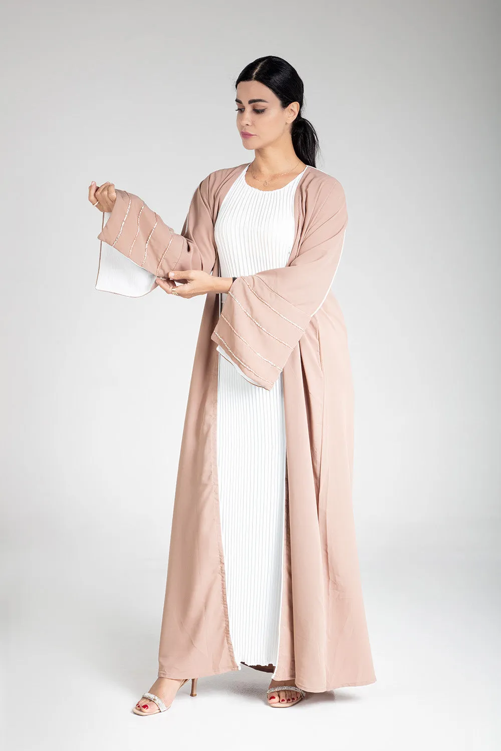 Blush Elegance Open Abaya