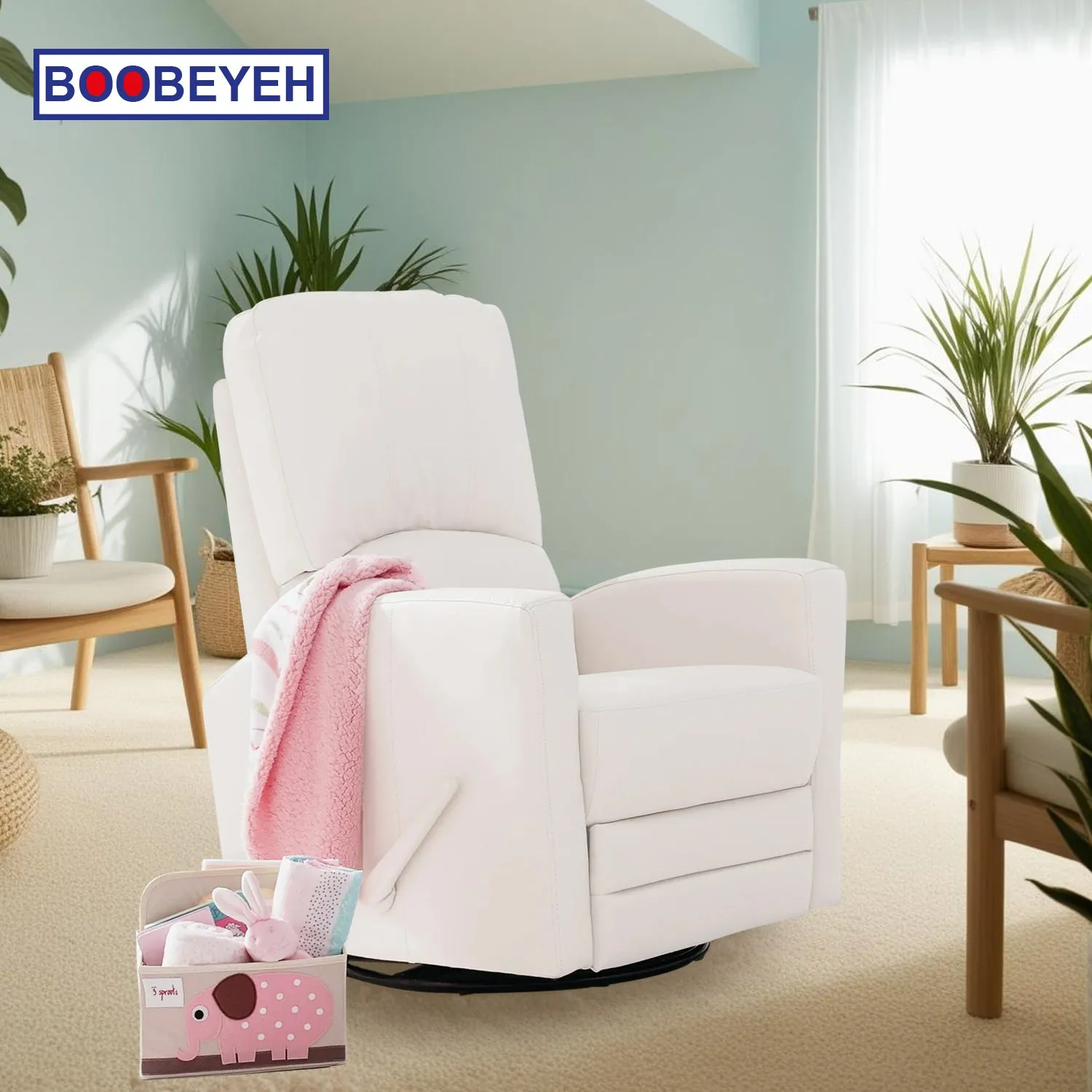 Boobeyeh luxglide 101 rocking chair - white leather
