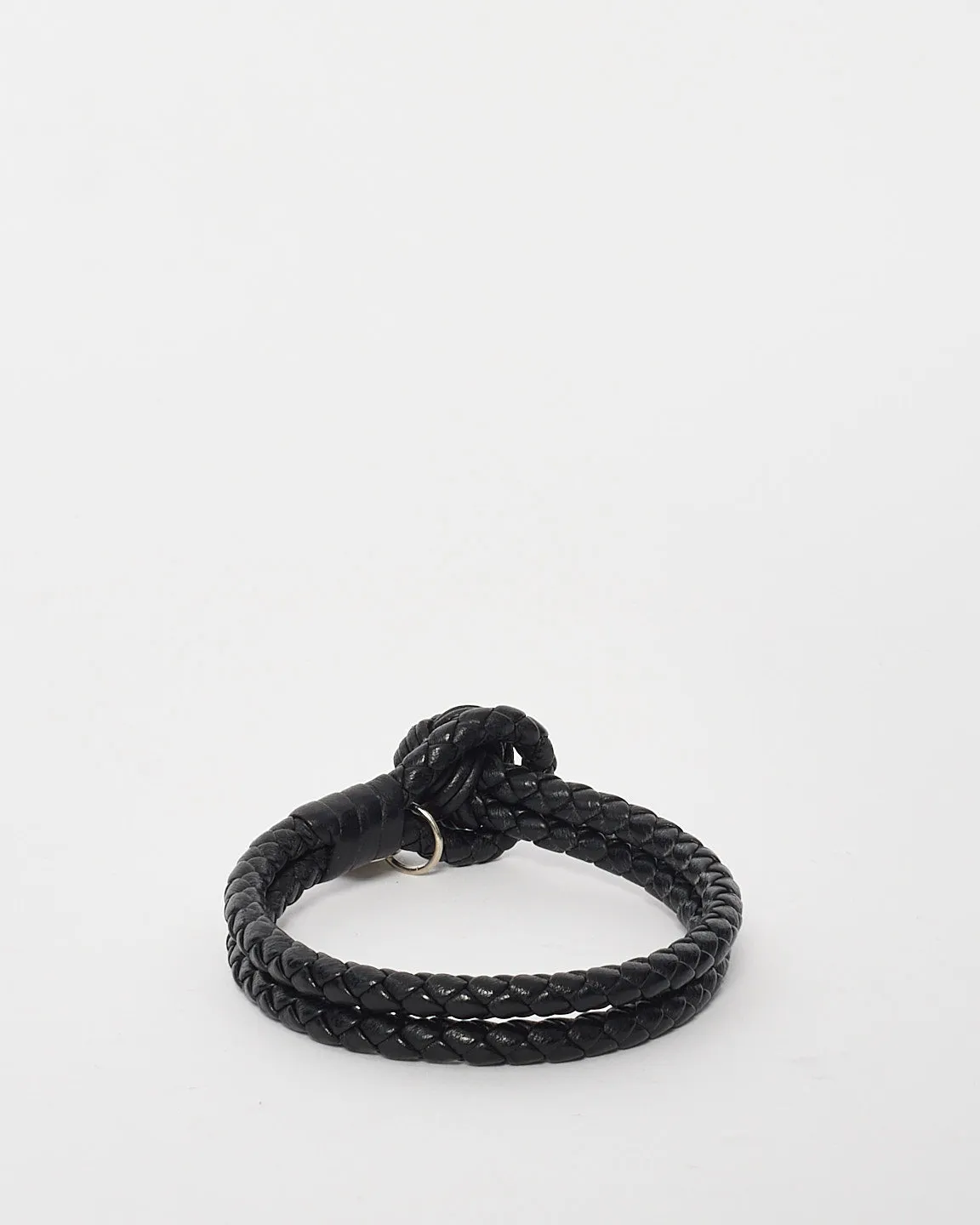 Bottega Veneta Black Intrecciato Leather Bracelet