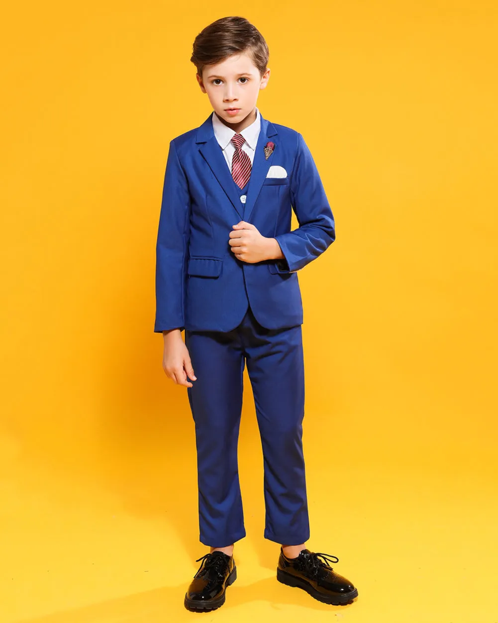 Boys' Blue Formal Suit  3 piece Dresswear suit set with jacket,vest and pants