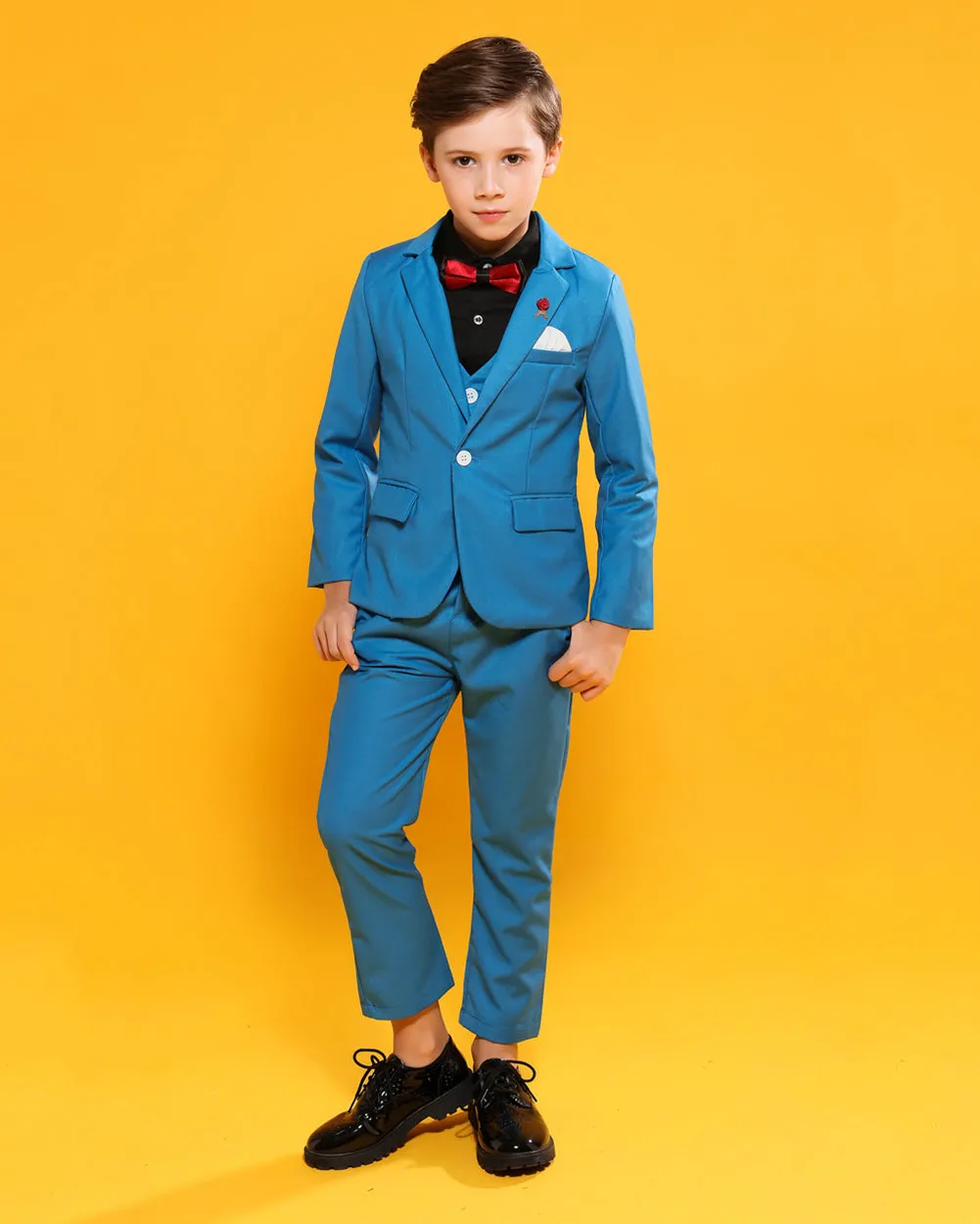 Boys' Blue Formal Suit  3 piece Dresswear suit set with jacket,vest and pants