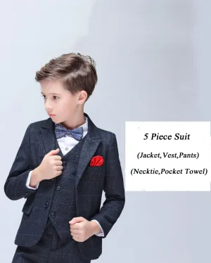 Boys' Formal suits 5 piece Dresswear Suit Set With Vest and Tie