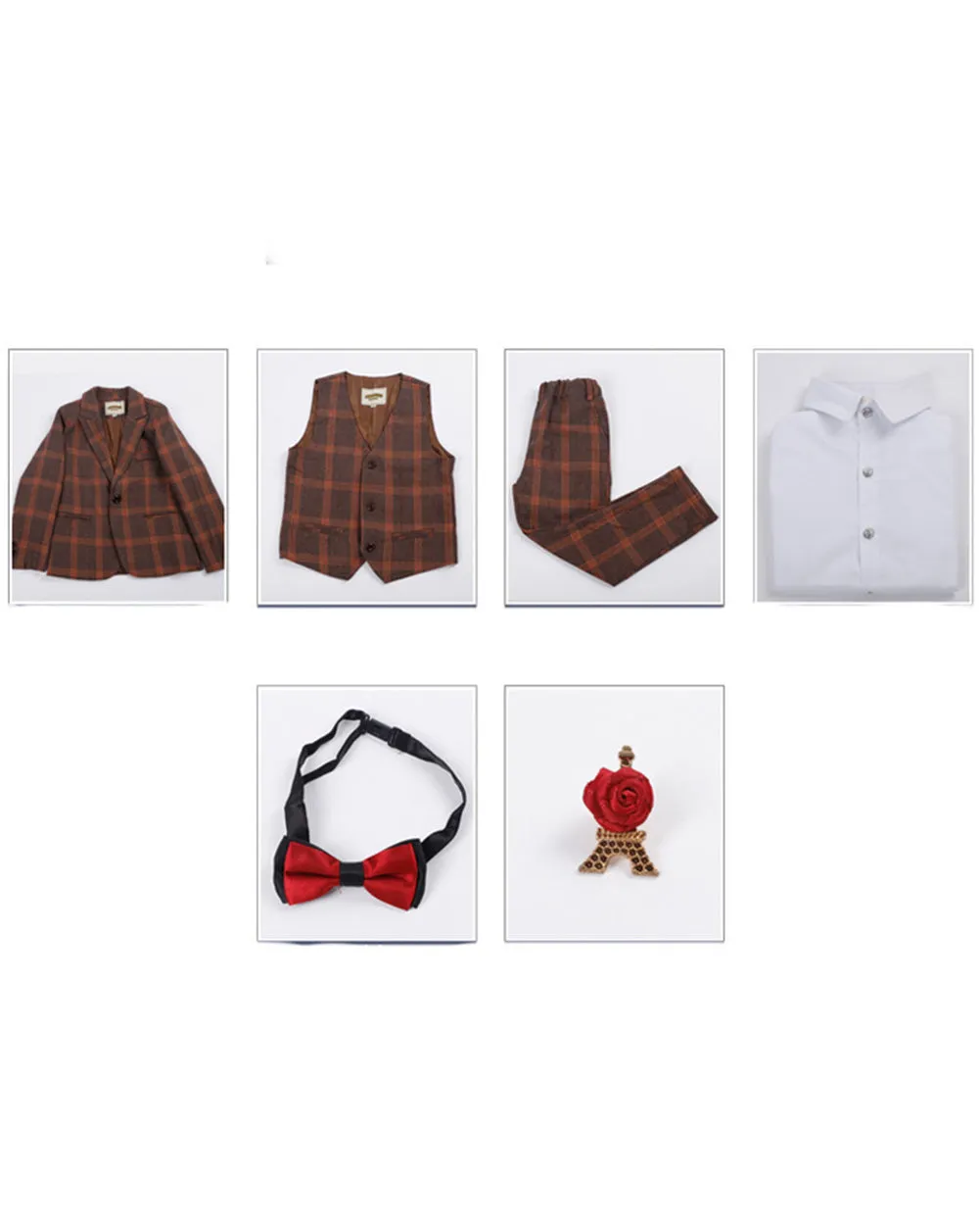 Boys' Khaki Formal Suit  4 piece Dresswear suit set with jacket,shirt,vest and pants