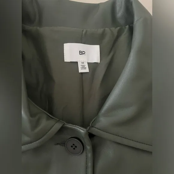 BP. Faux Leather Crop Shirt Jacket in Green Beetle color From Nordstrom NWT M