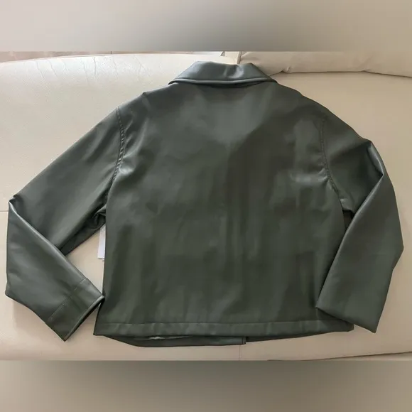 BP. Faux Leather Crop Shirt Jacket in Green Beetle color From Nordstrom NWT M