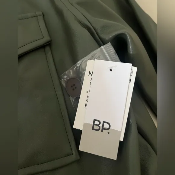 BP. Faux Leather Crop Shirt Jacket in Green Beetle color From Nordstrom NWT M