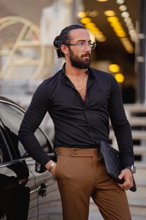 Brabion Ardean Black Lycra Long Sleeve Shirt for Men