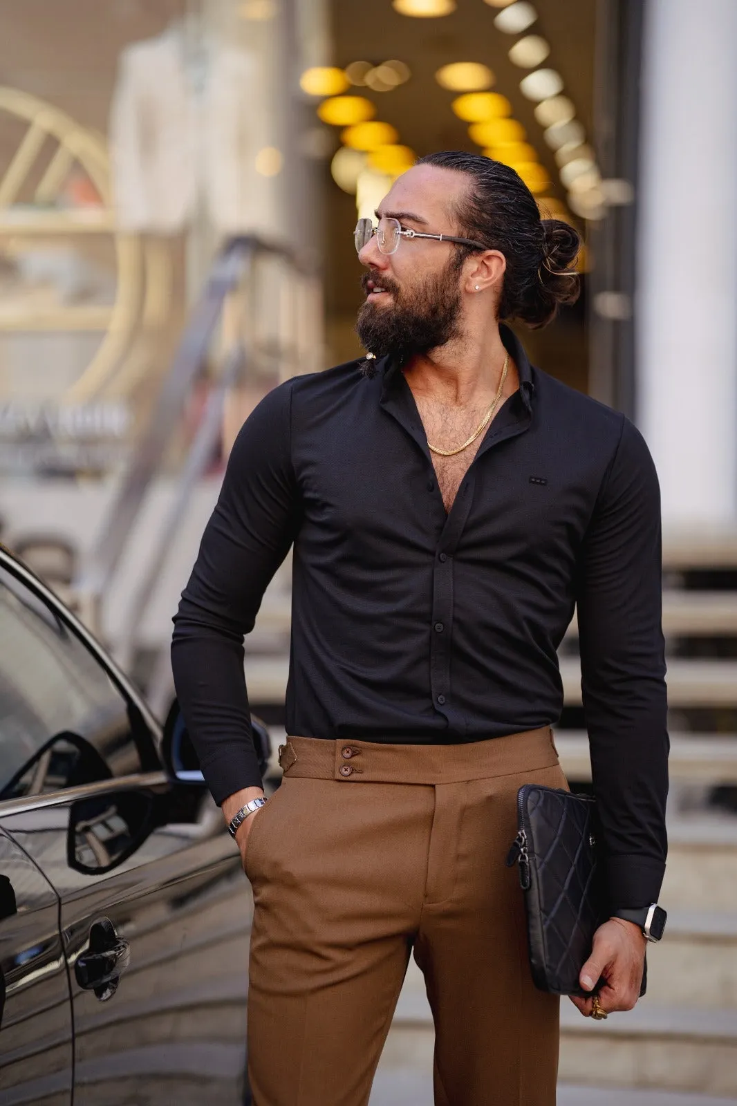 Brabion Ardean Black Lycra Long Sleeve Shirt for Men