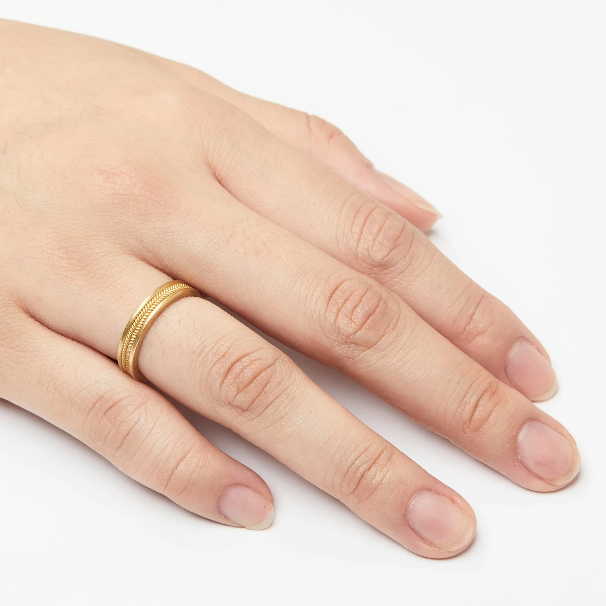 Braid Double Row Band in 20K Peach Gold- 4mm