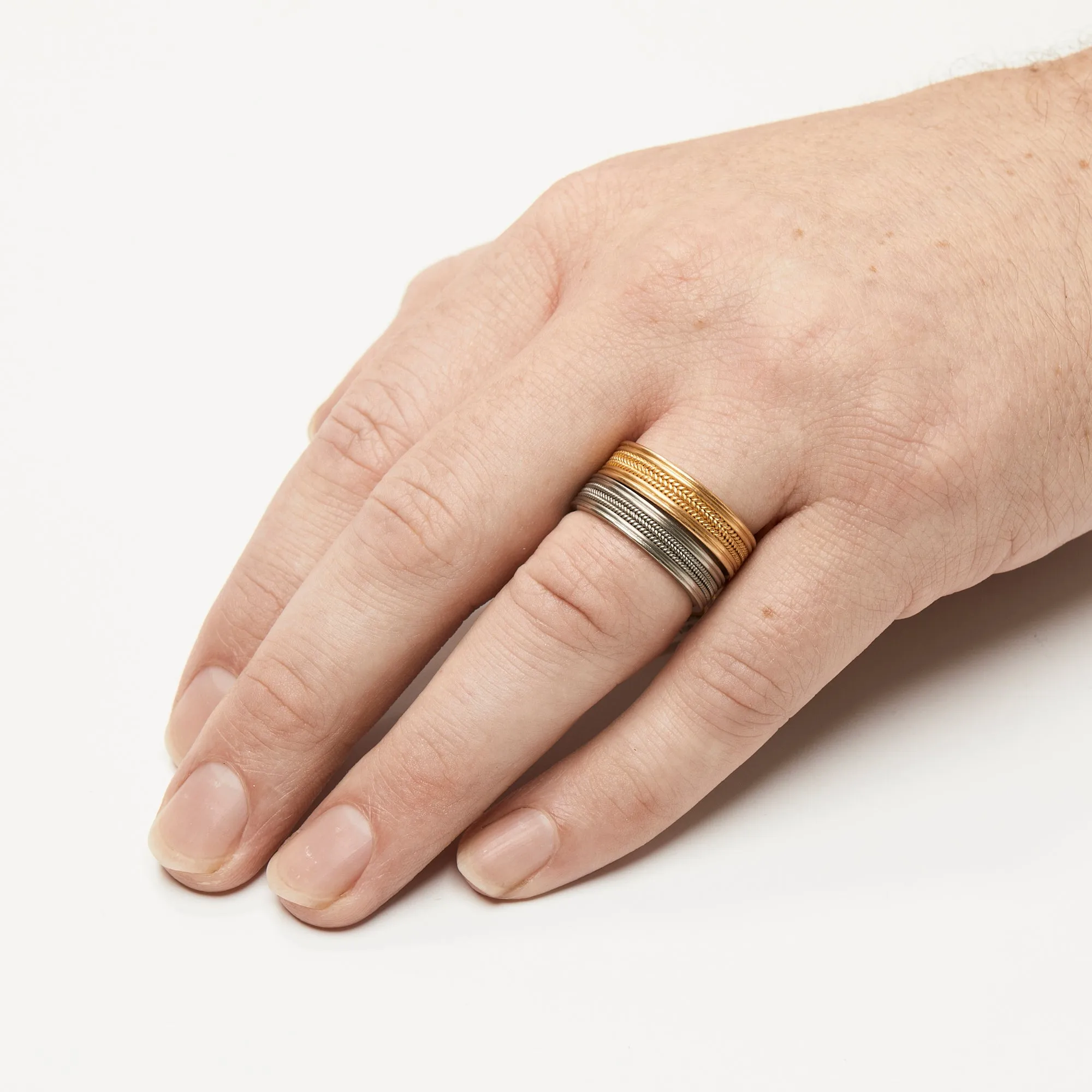 Braid Triple Row Band in 22K Apricot Gold- 5mm