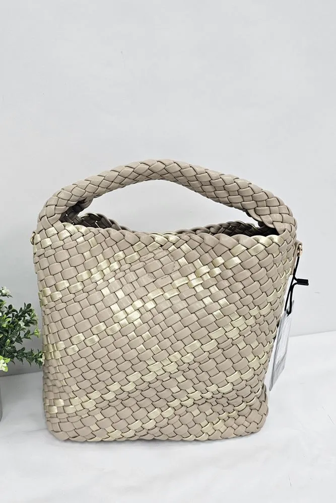 Braided Rope Two Tone Shoulder Bag