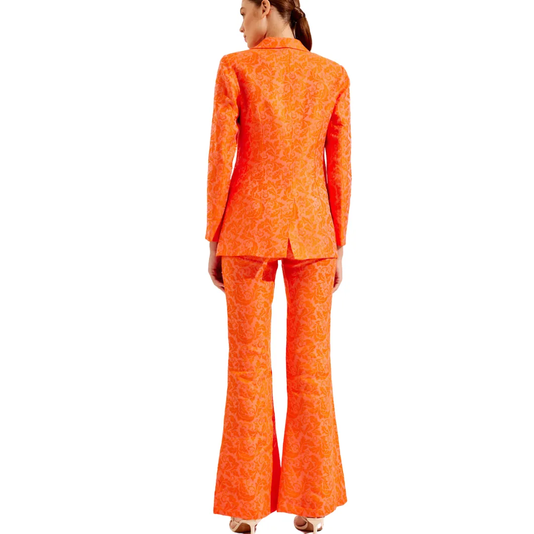 Brocade Print 2 Pc. Suit - Orange