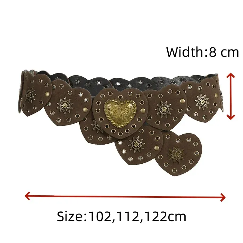 Brown Love Heart Boho Waist Belt