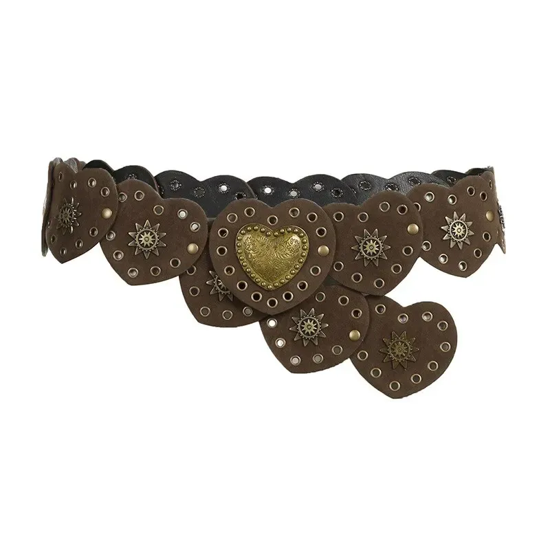 Brown Love Heart Boho Waist Belt