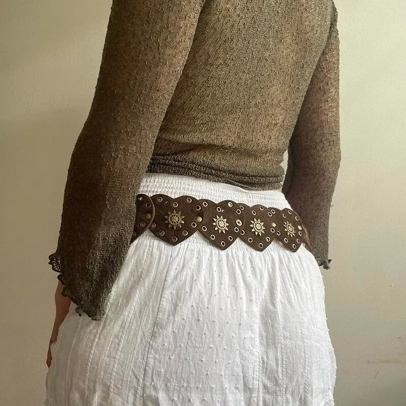 Brown Love Heart Boho Waist Belt