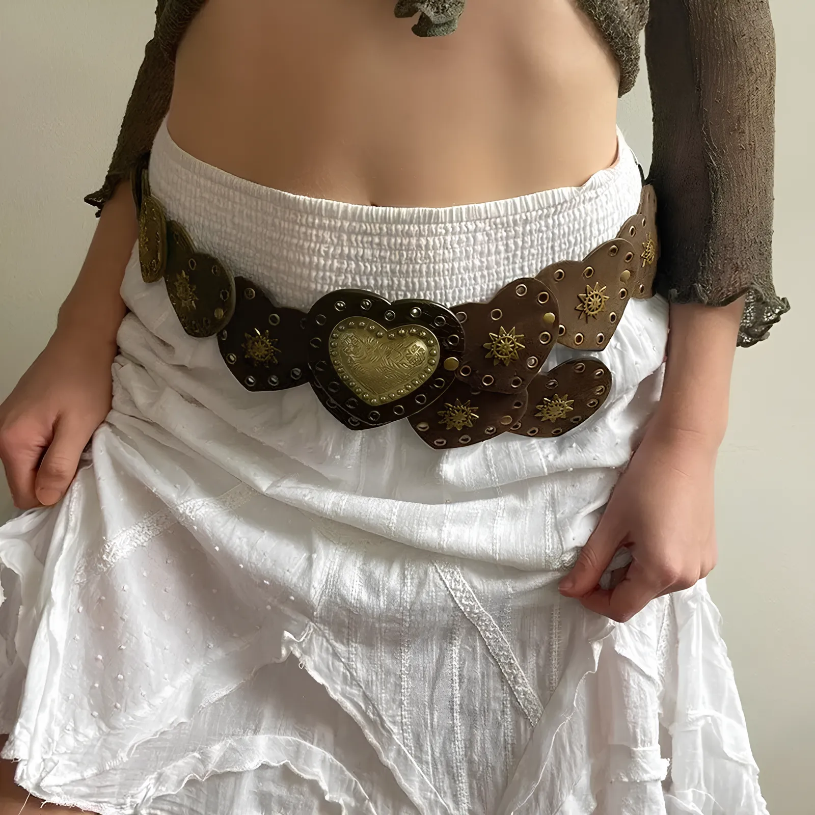 Brown Love Heart Boho Waist Belt