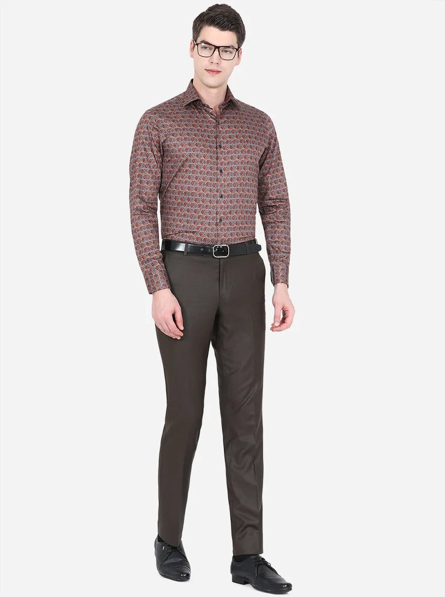 Brown Printed Slim Fit Party Wear Shirt | Wyre