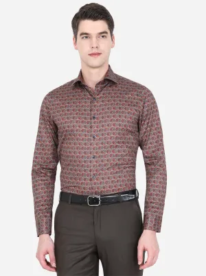 Brown Printed Slim Fit Party Wear Shirt | Wyre