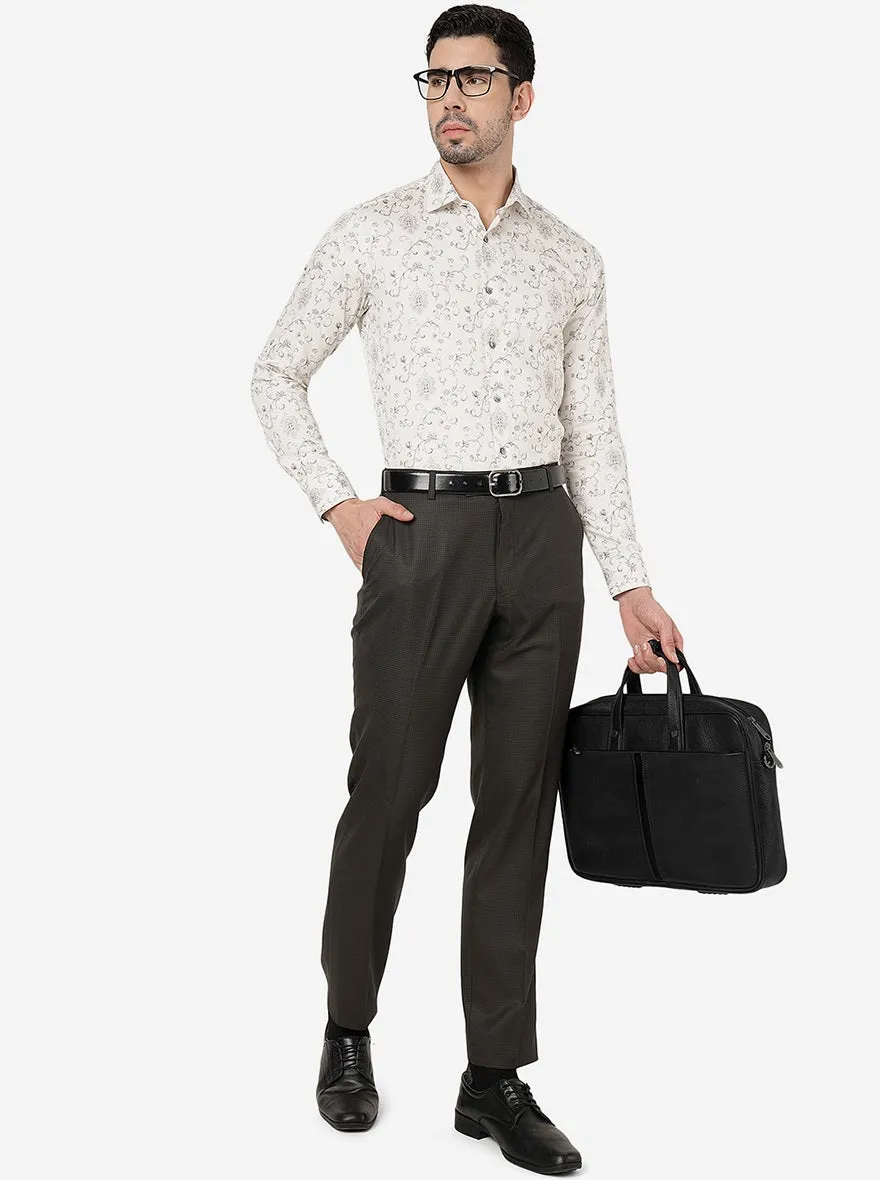 Brown Solid Classic Fit Formal Trouser | JadeBlue