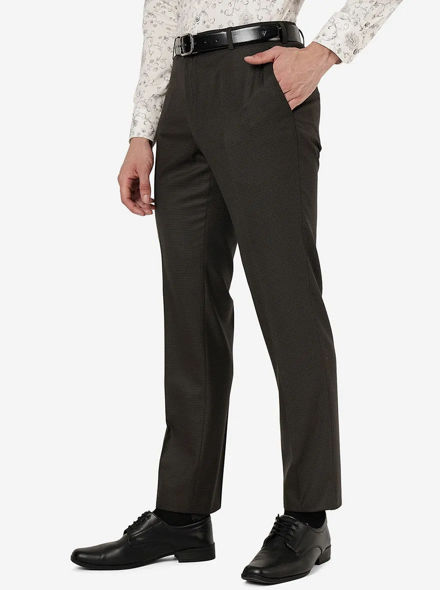 Brown Solid Classic Fit Formal Trouser | JadeBlue