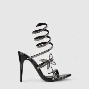Bulbul Stiletto Heel Sandal Black  LU007