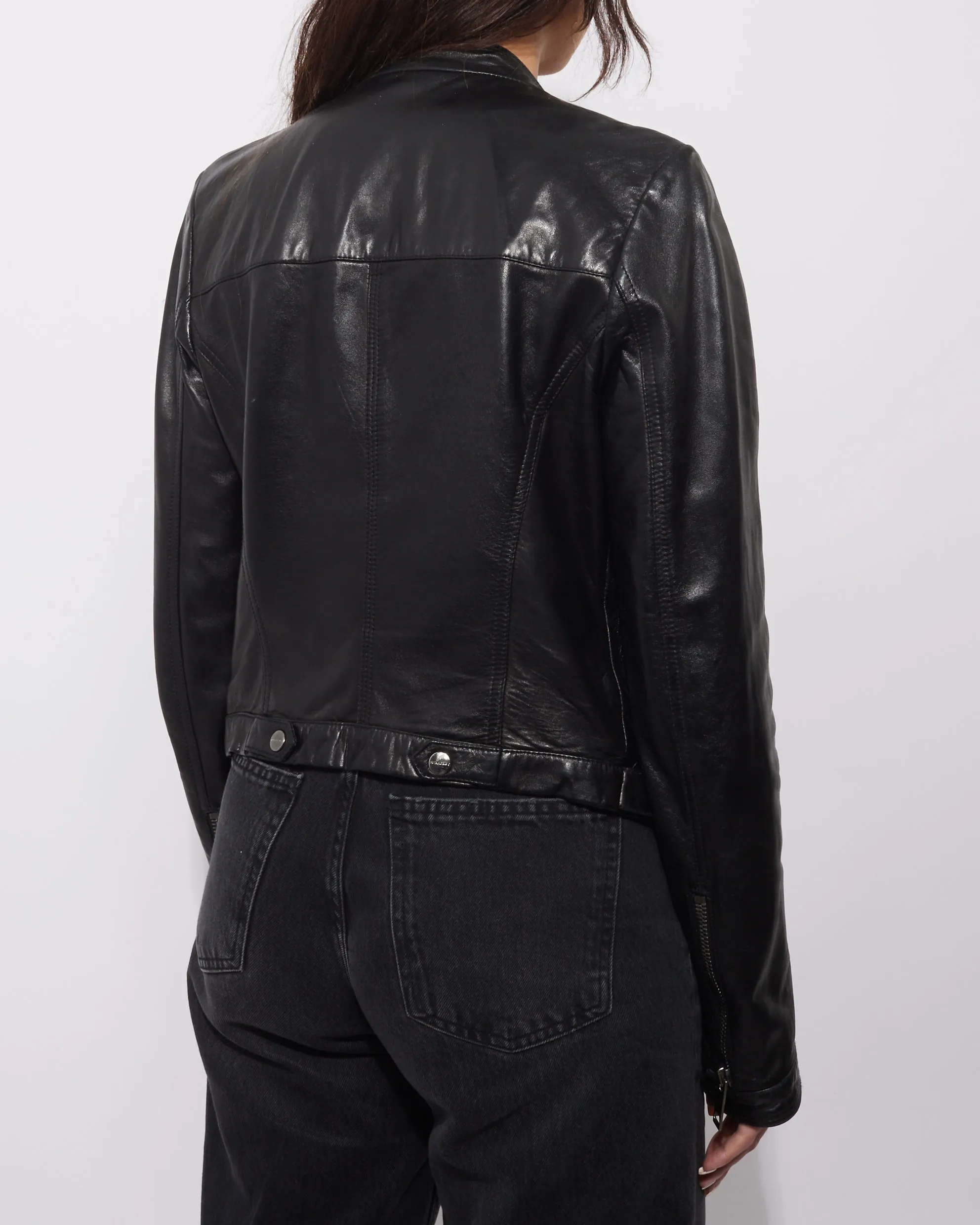 Burberry Black Vintage Leather Moto Jacket - 8