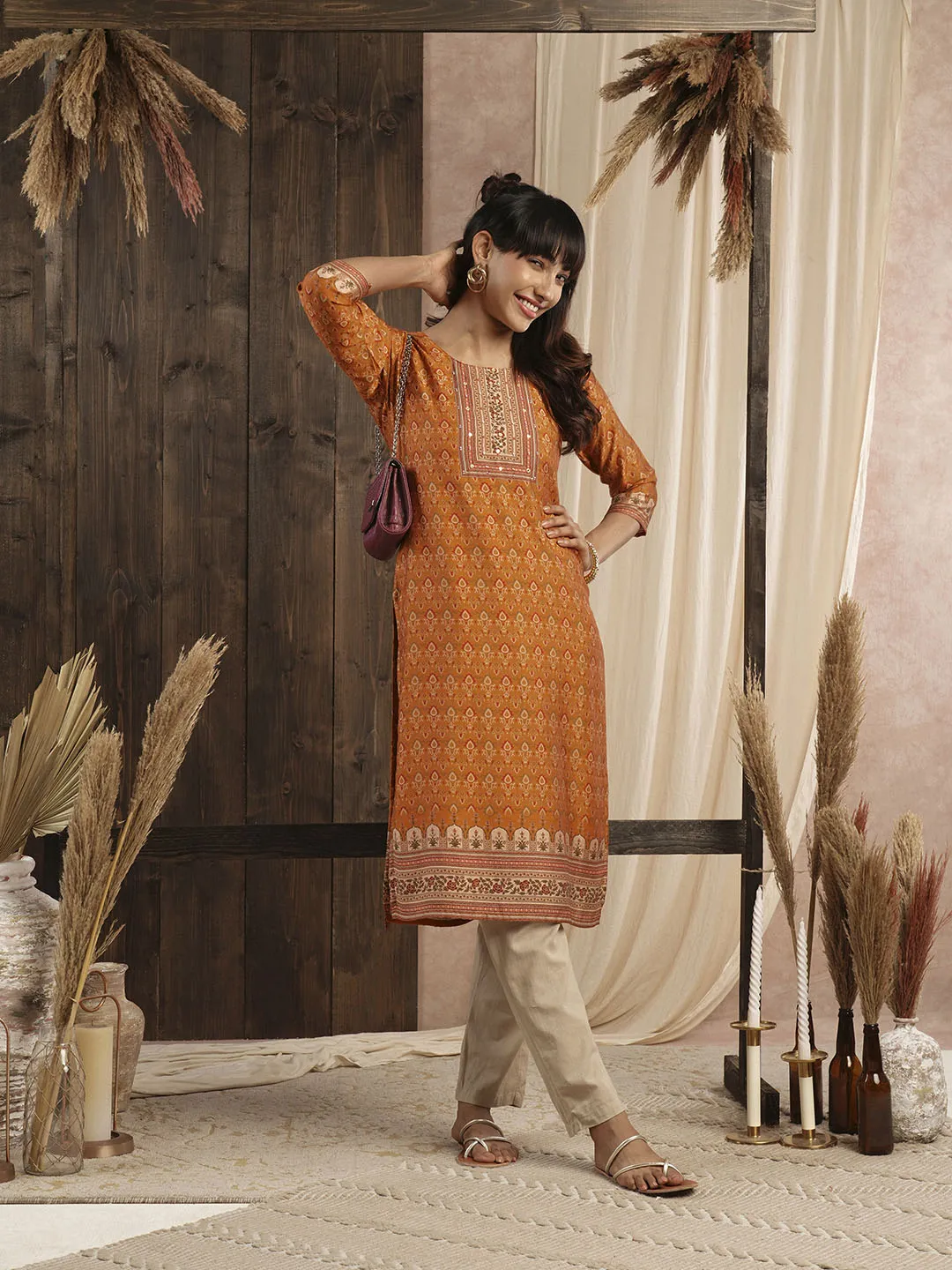 Buy Mustard Muslin Kurta for Women's Comfort Fit Casual Wear - Zola