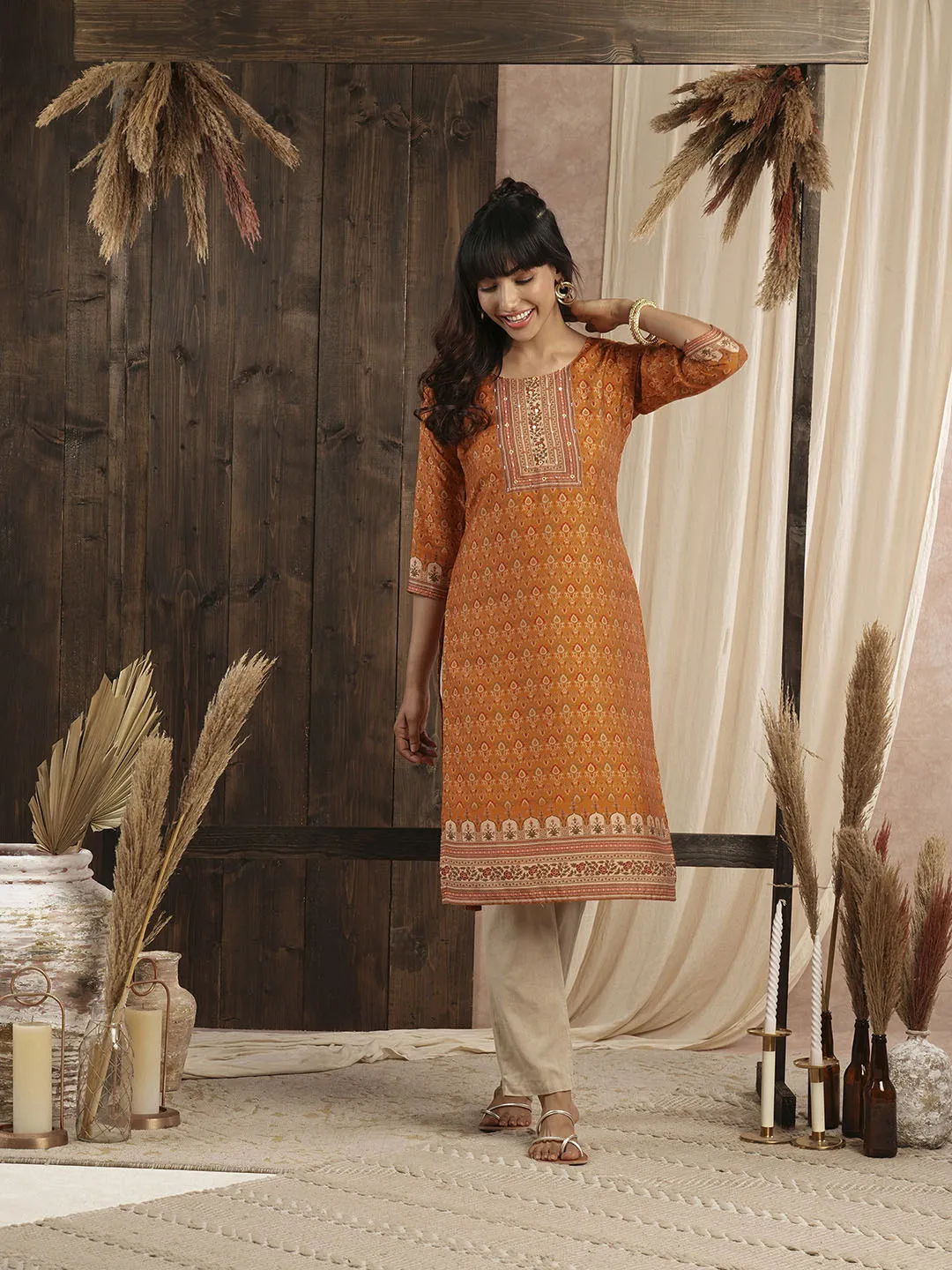 Buy Mustard Muslin Kurta for Women's Comfort Fit Casual Wear - Zola