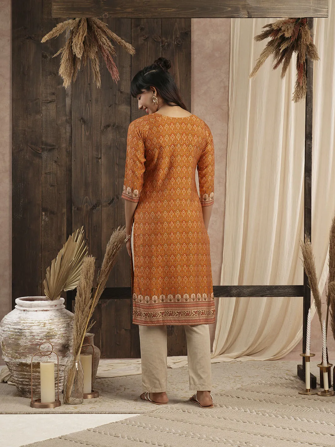 Buy Mustard Muslin Kurta for Women's Comfort Fit Casual Wear - Zola