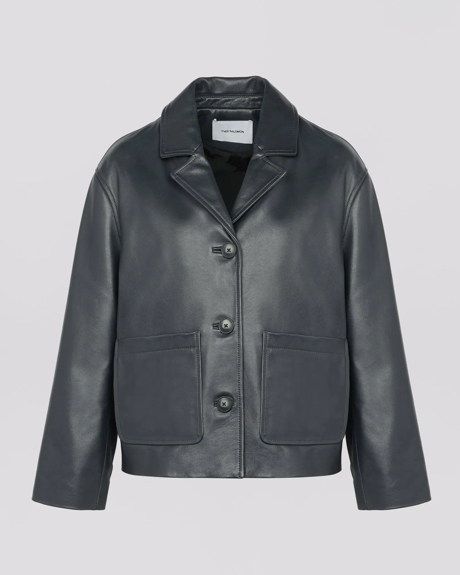 Calfskin leather overshirt jacket