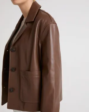 Calfskin leather overshirt jacket