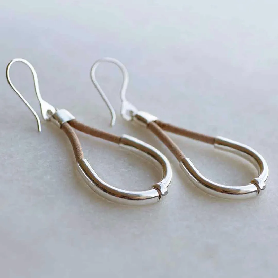 Calista - Natural Leather & Sterling Silver Horseshoe Earring