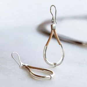 Calista - Natural Leather & Sterling Silver Horseshoe Earring