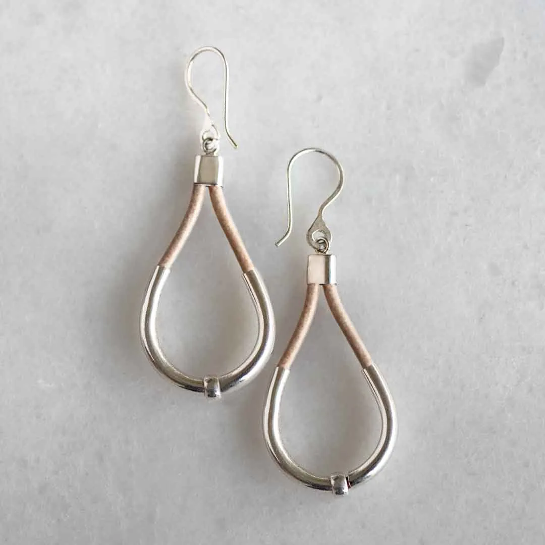 Calista - Natural Leather & Sterling Silver Horseshoe Earring