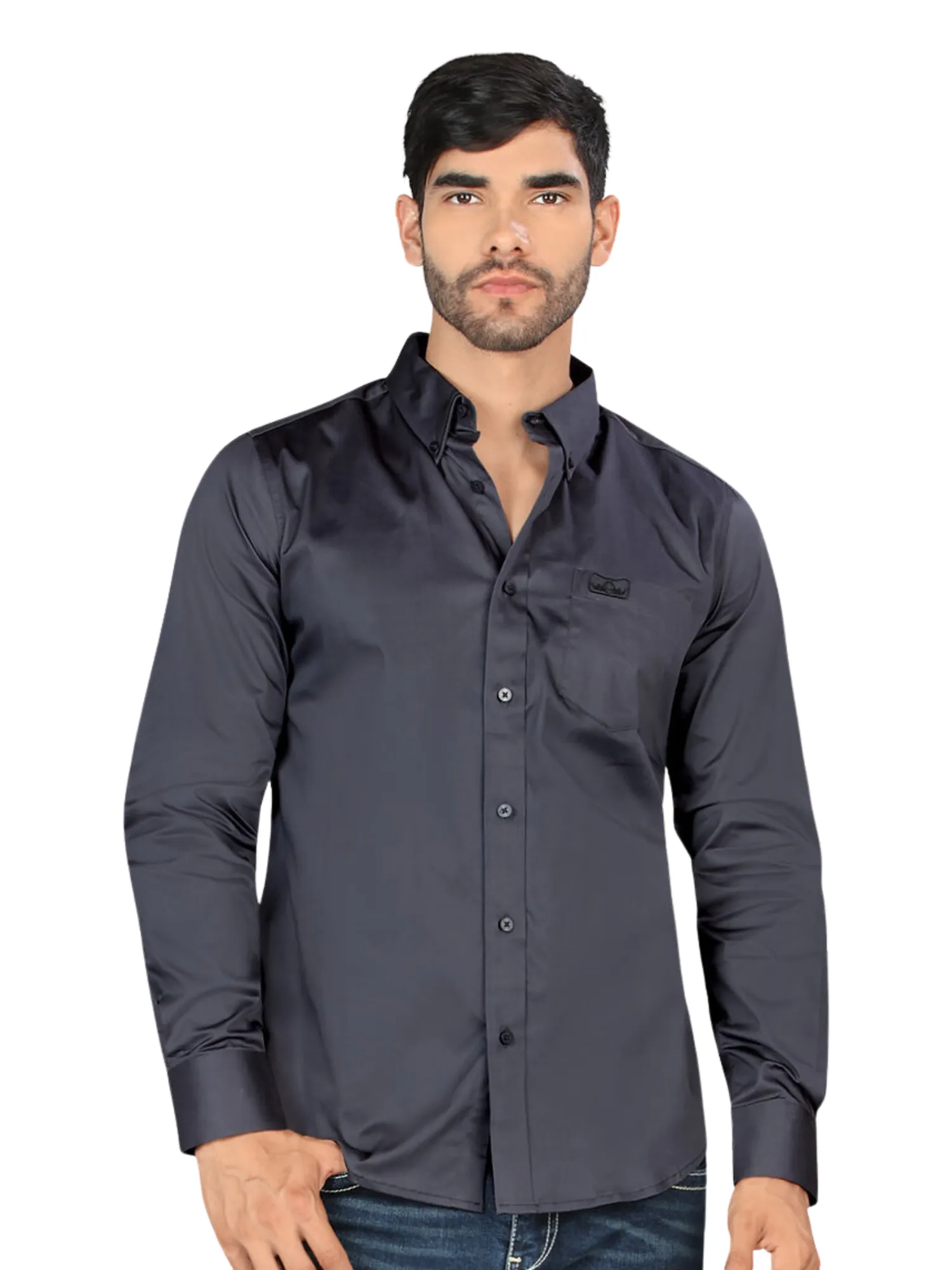 Camisa Casual Lisa Manga Larga para Hombre 'Montero' - ID: 0463