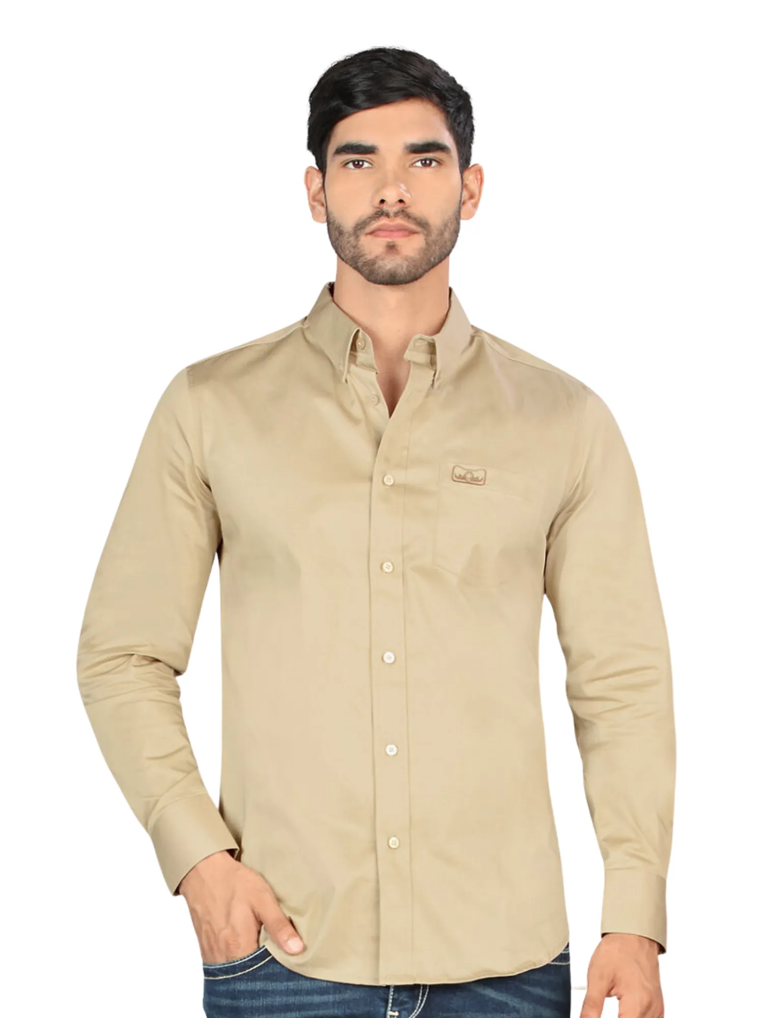 Camisa Casual Lisa Manga Larga para Hombre 'Montero' - ID: 0463