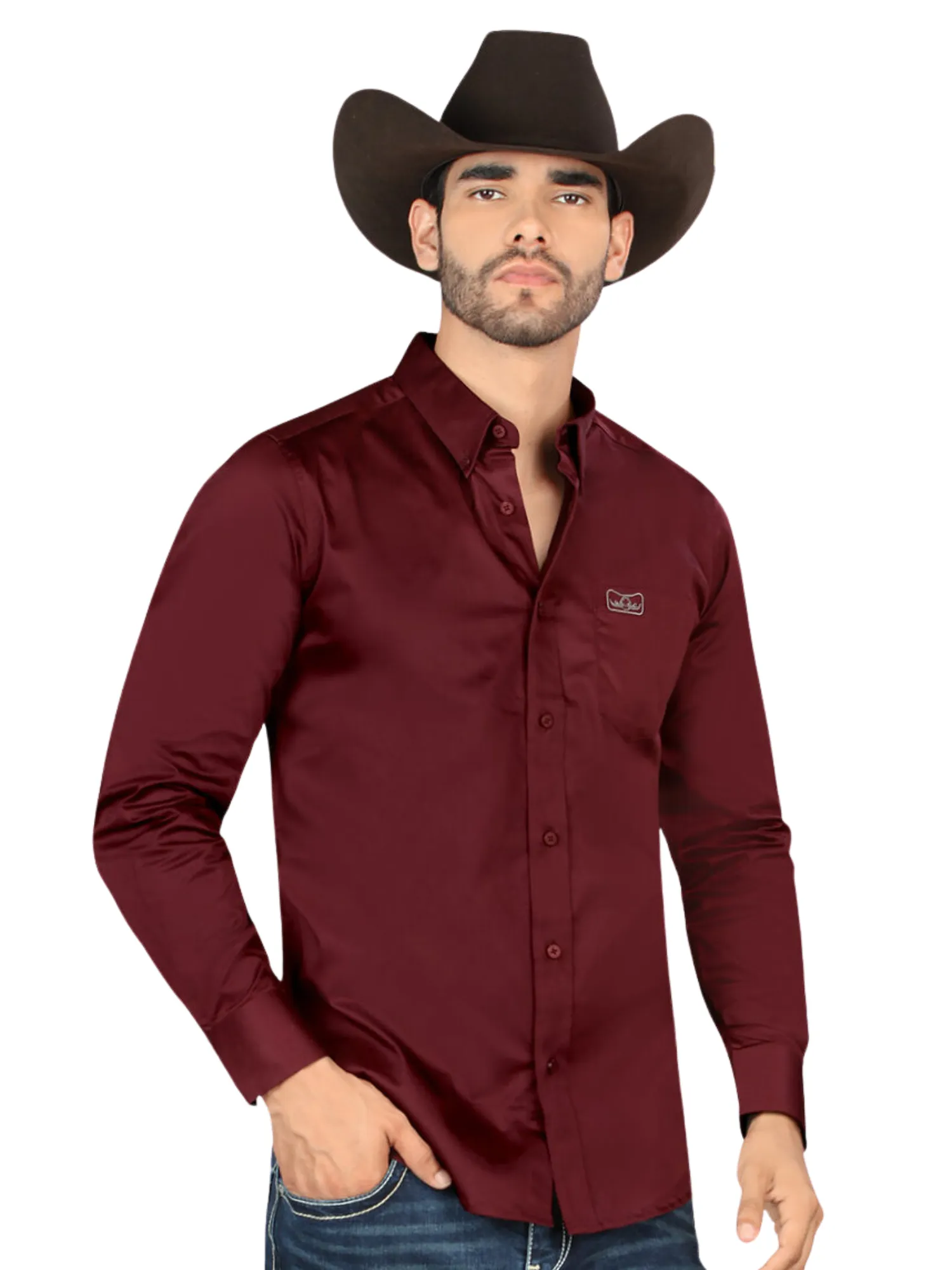Camisa Casual Lisa Manga Larga para Hombre 'Montero' - ID: 0463