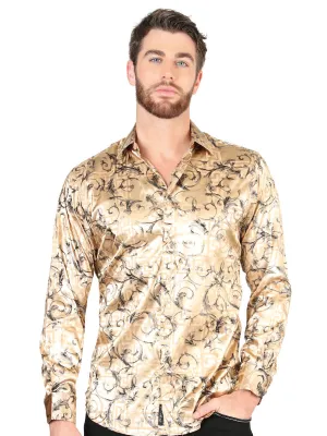 Camisa Casual Manga Larga Estampada Beige para Hombre 'El Señor de los Cielos' - ID: 44591