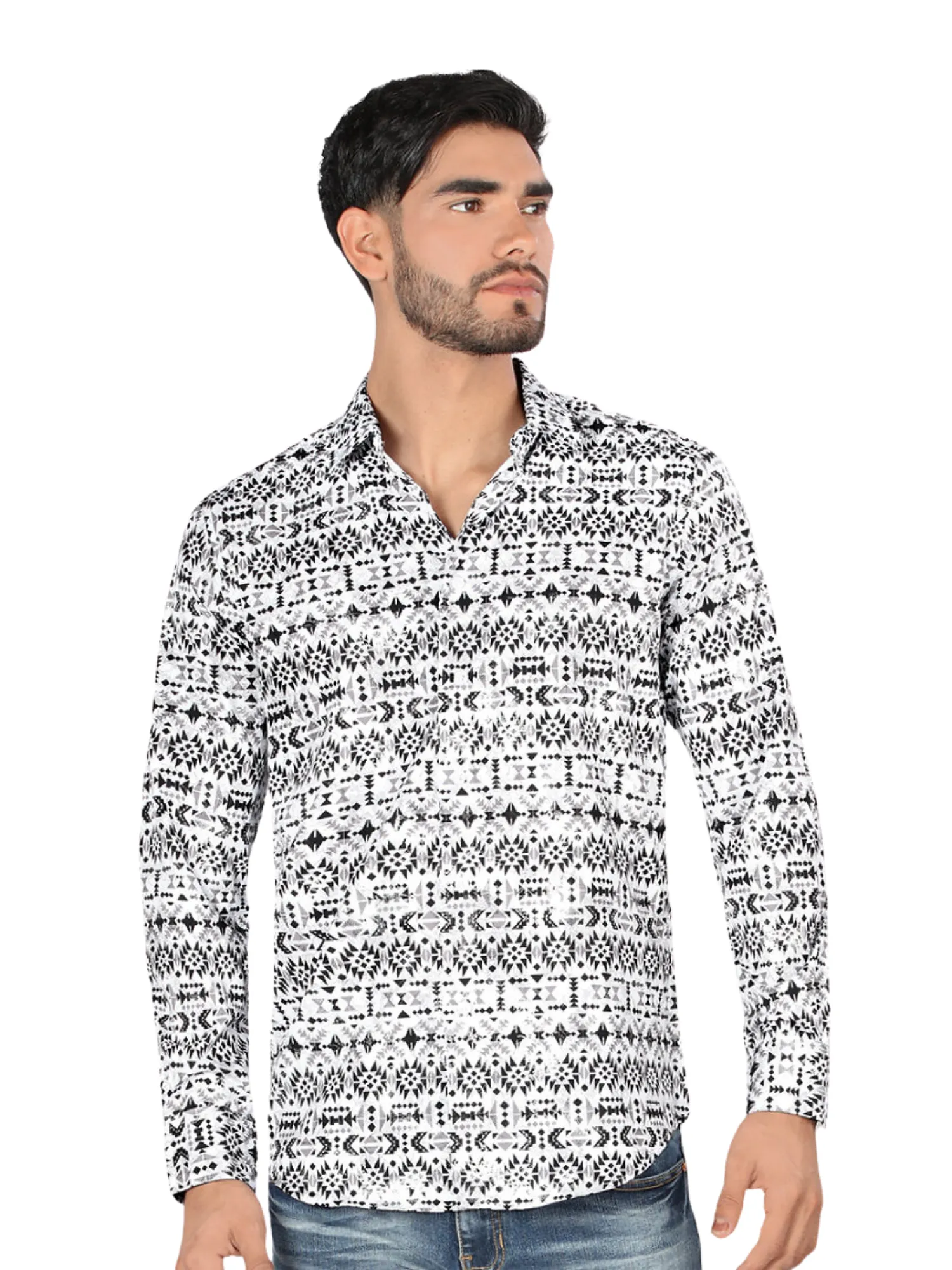 Camisa Casual Manga Larga Estampada para Hombre 'Montero' - ID: 0451