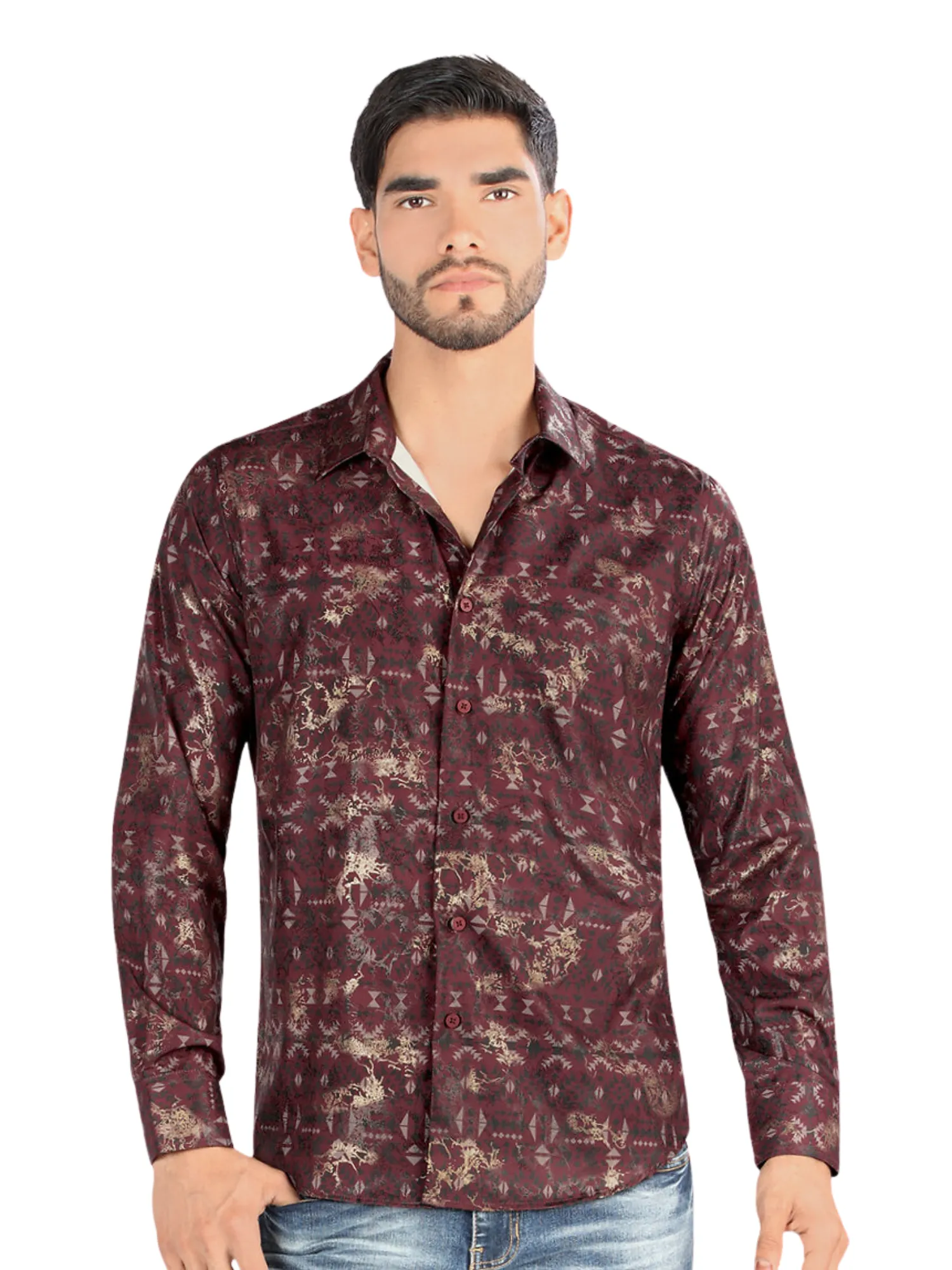 Camisa Casual Manga Larga Estampada para Hombre 'Montero' - ID: 0451